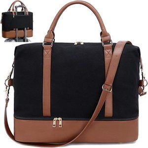 Women Travel Bag With Luggage Sleeve Black Brown